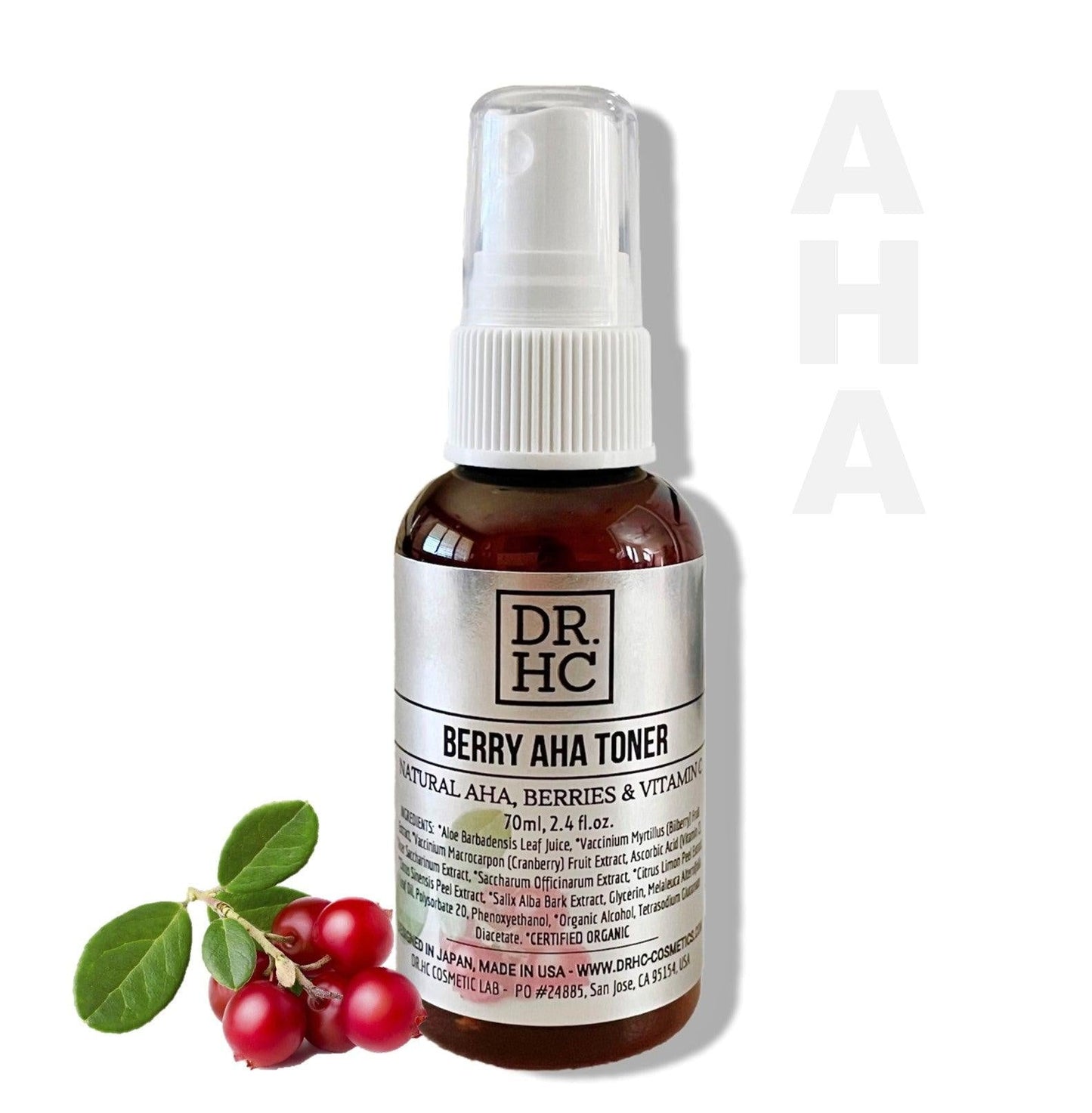 DR.HC Berry AHA Toner (70ml, 2.4 fl.oz.) (Skin brightening, Anti-hypigmentation, Anti-aging, Pore shrinking...)
