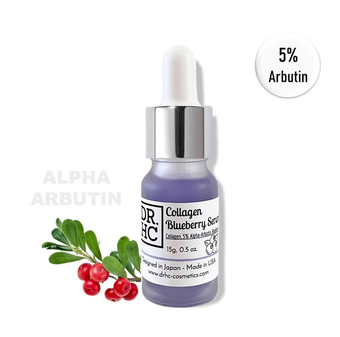 DR.HC Collagen Blueberry Serum (15g, 0.5oz.) (with Collagen, Blueberry & 5% Alpha-Arbutin) (Collagen Supply, Anti-aging, Skin brightening, Skin plumping...)