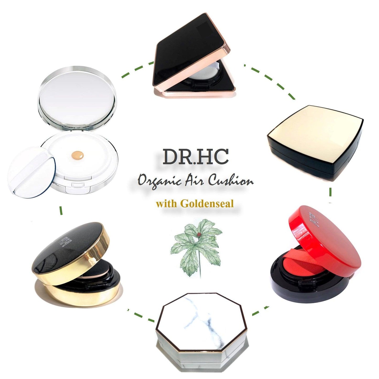 DR.HC Heart Hacker CC 6 In 1 Air Cushion Foundation (3 Shades) (15g, 0.53oz.) (Natural UV Care, Anti-aging, Anti-acne, Skin recovery...)