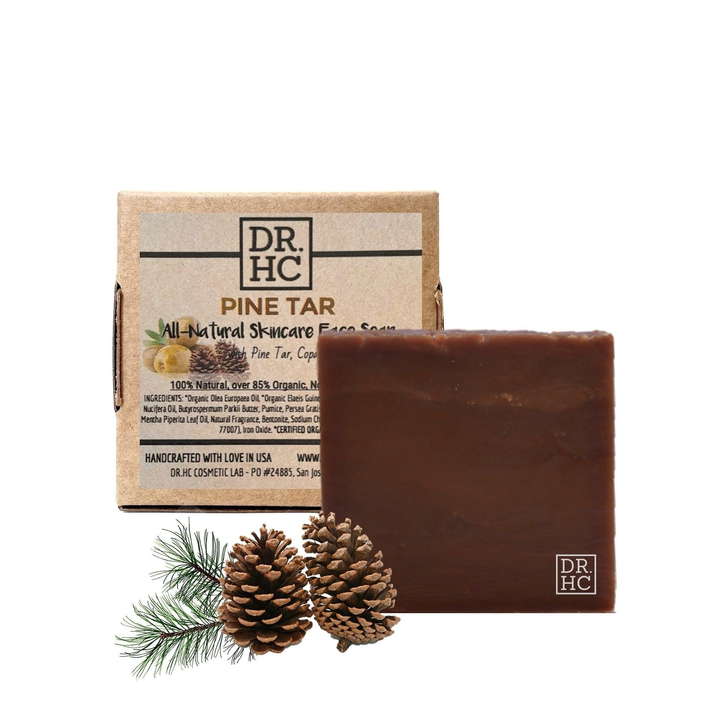 DR.HC Pine Tar All-Natural Skincare Face Soap (110g, 3.8oz) (Anti-scar, Skin recovery, Anti-aging, Anti-inflammatory...)