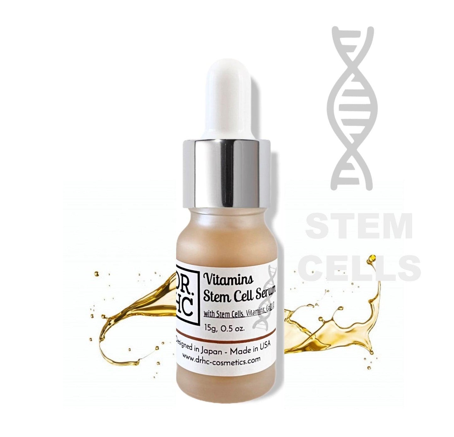 DR.HC Vitamins Stem Cell Serum (15g, 0.5oz.) (with Plant Stem Cells, Multi-Vitamins & CoQ10) (Skin recovery, Firming, Plumping, Age-reversing, Toning...)