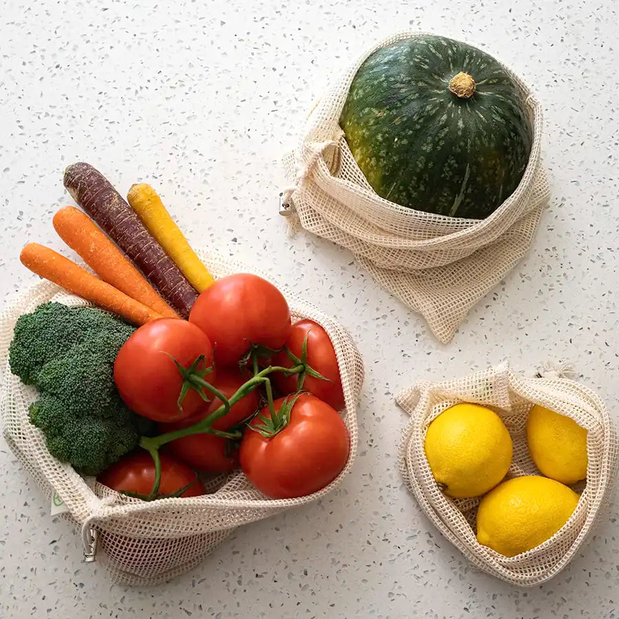 Set of 4 Organic Cotton Mesh Produce Bags